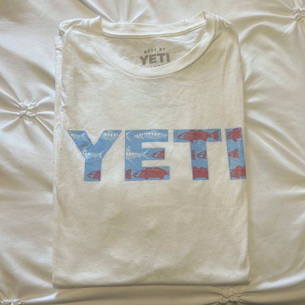 YETI Red/White/Blue Fish Logo Shirt